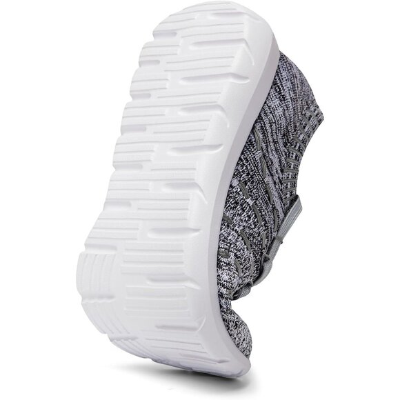 Women White-Grey Running Breathable Knitting flexible Mesh Sports Shoes Sneakers - Picture 3 of 6